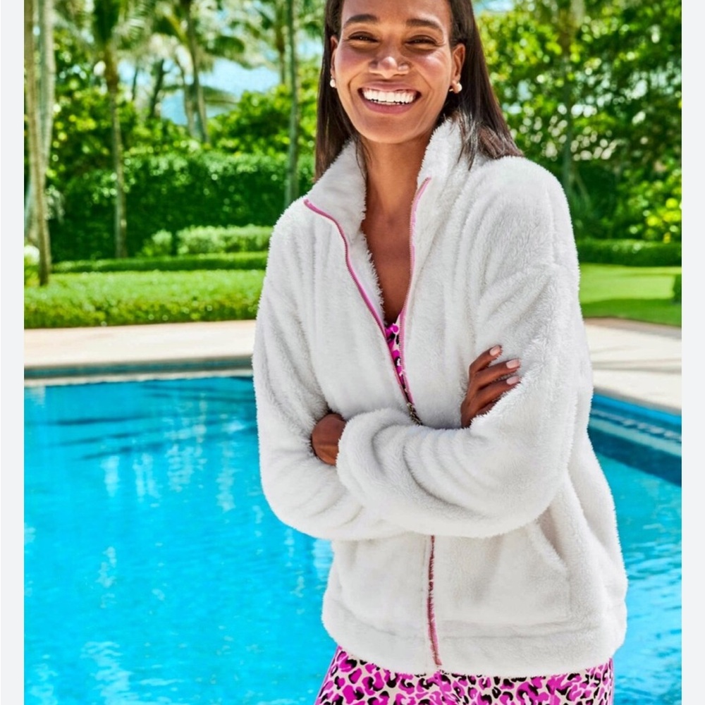 Lilly Pulitzer NWT Barkley Sherpa Zip-Up Jacket Coconut